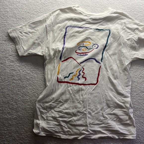 Vintage Tshirt Mens XL (46-48) White helicopter skiing beefy t USA Casual Vtg - Picture 10 of 16